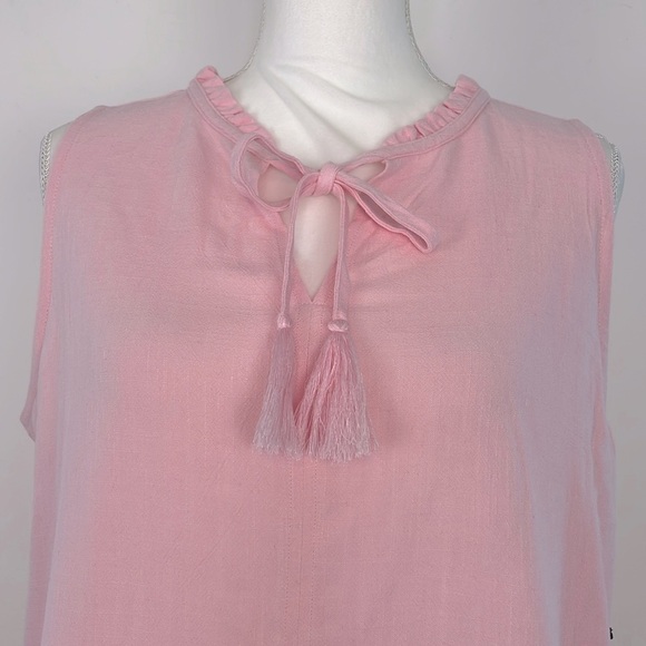 JoFit Pink Ruffle Popover Linen Blend Sleeveless Top. Size XXL. NWT. - Picture 2 of 12